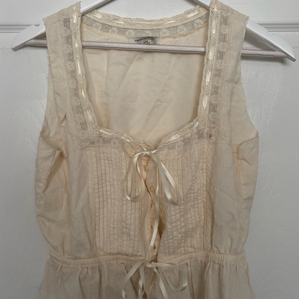 American Eagle Outfitters Cream Lace Trim Top